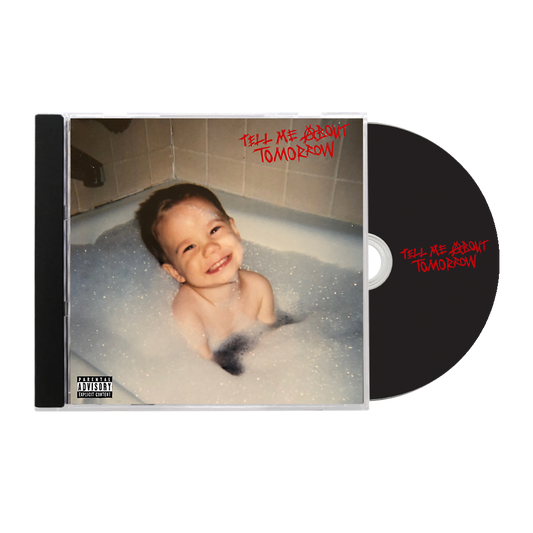 Official JXDN Merchandise. Grab a signed copy of the new album from JXDN "Tell Me About Tomorrow". Album art has a baby picture of Jaden Hossler in a bath tub with bubbles and the "Tell Me About Tomorrow" logo in red.