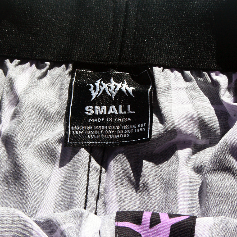 Official jxdn merchandise. 100% cotton custom black and purple boxers. Boxers are black and all over screen printed with purple barbed and a black and purple JXDN logo on the back.